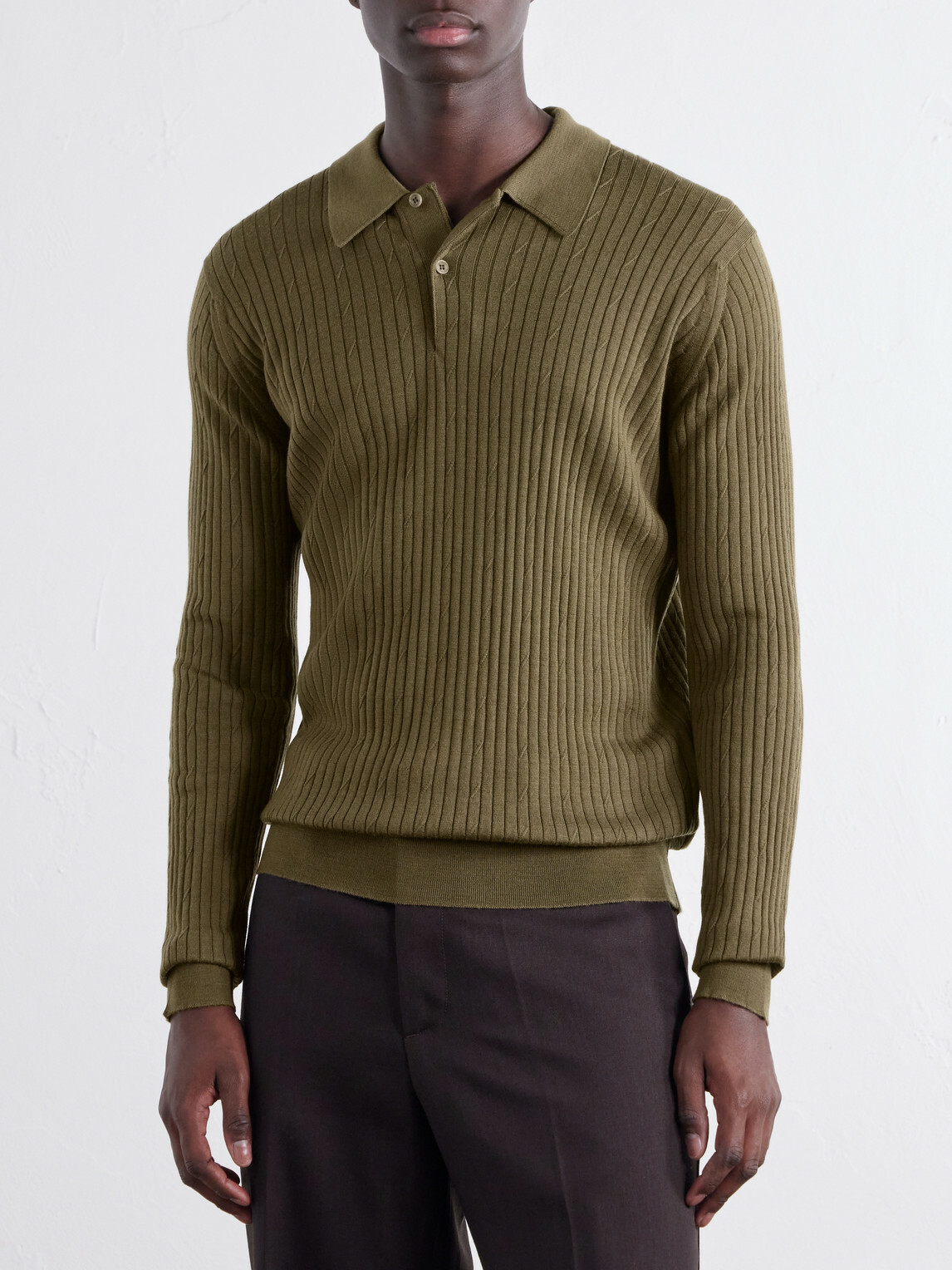 John Smedley - Hodson Ribbed Merino Wool Polo Shirt - Green