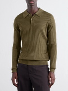 John Smedley - Hodson Ribbed Merino Wool Polo Shirt - Green