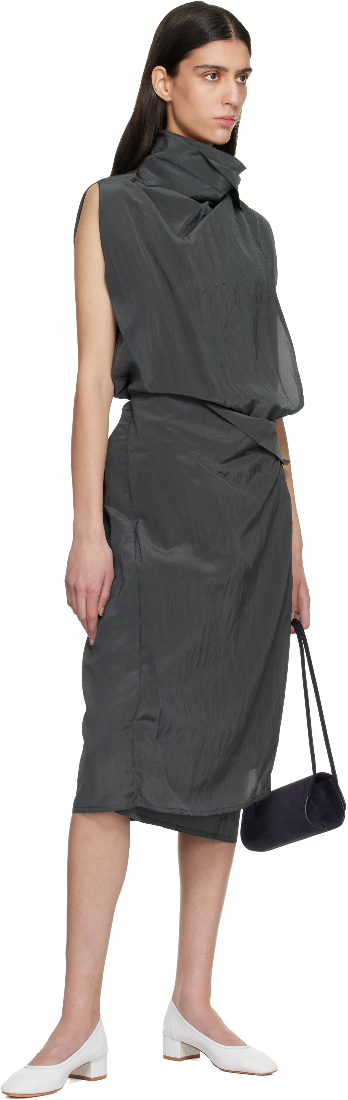 LE17SEPTEMBRE Black Celia Wrap Midi Dress