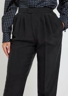 Saint Laurent Pleated Tapered-leg Brushed Silk Trousers Black