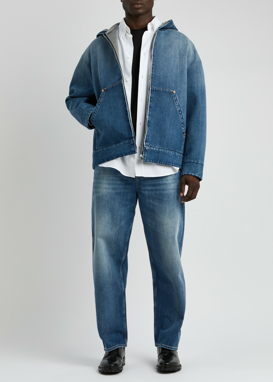 Valentino Hooded Denim Jacket Mid Blu
