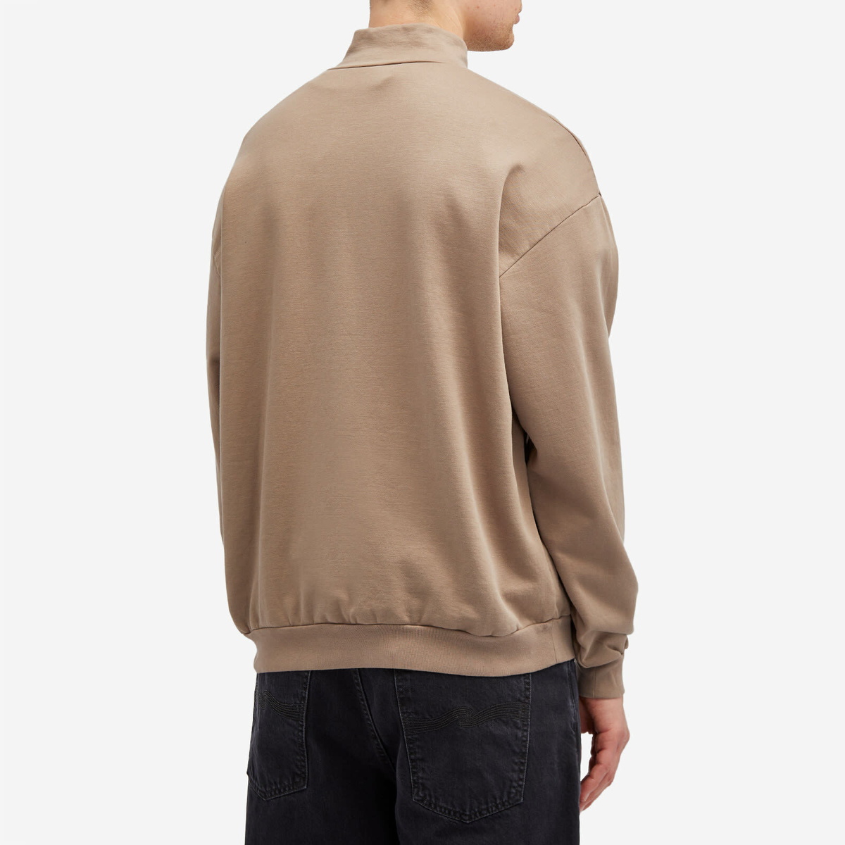 Auralee Men's Quarter Zip Sweat in Gray Beige Auralee
