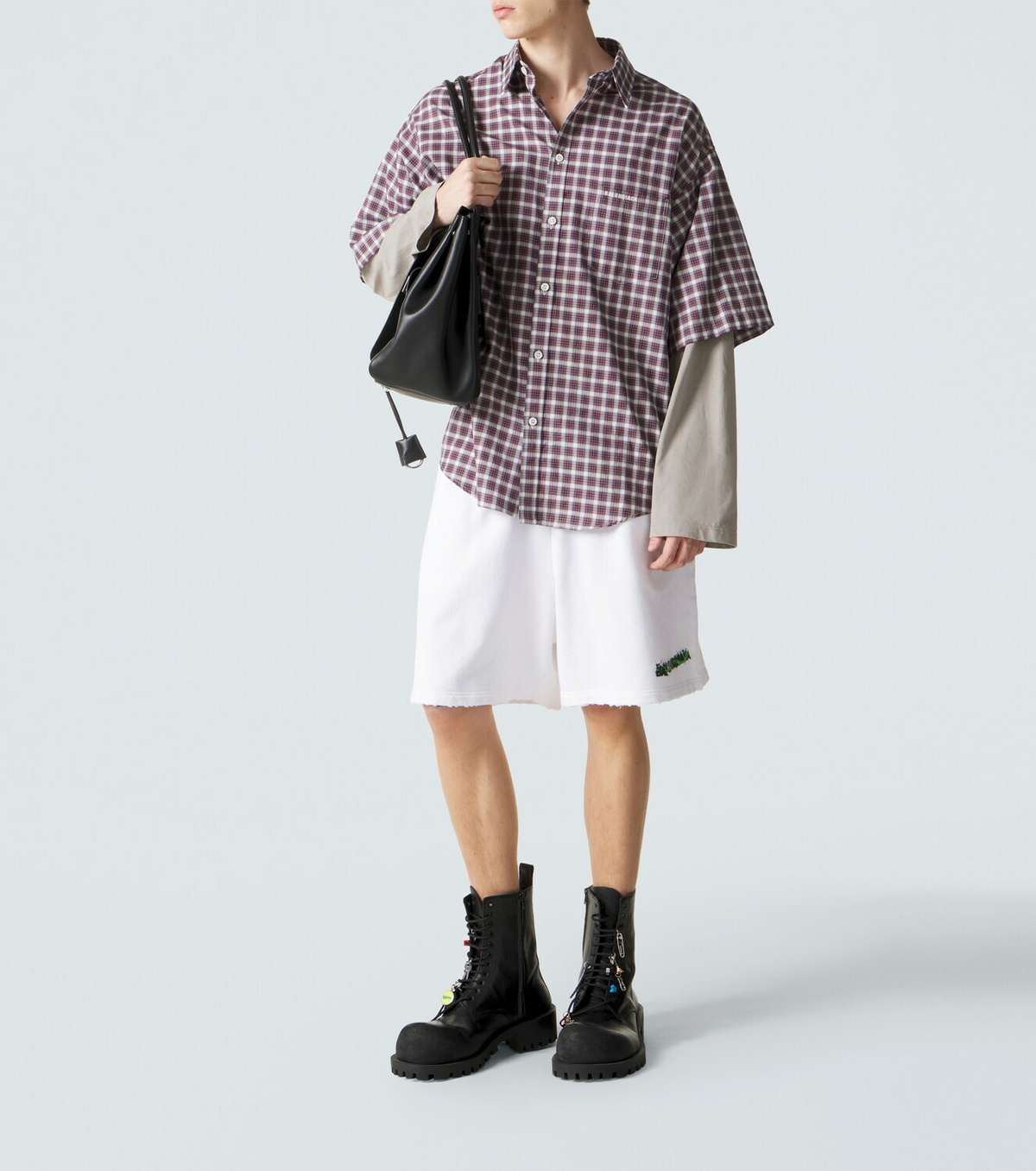 Balenciaga Logo cotton fleece shorts