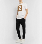 Fendi - Slim-Fit Tapered Logo-Appliquéd Cotton-Blend Jersey Sweatpants - Black