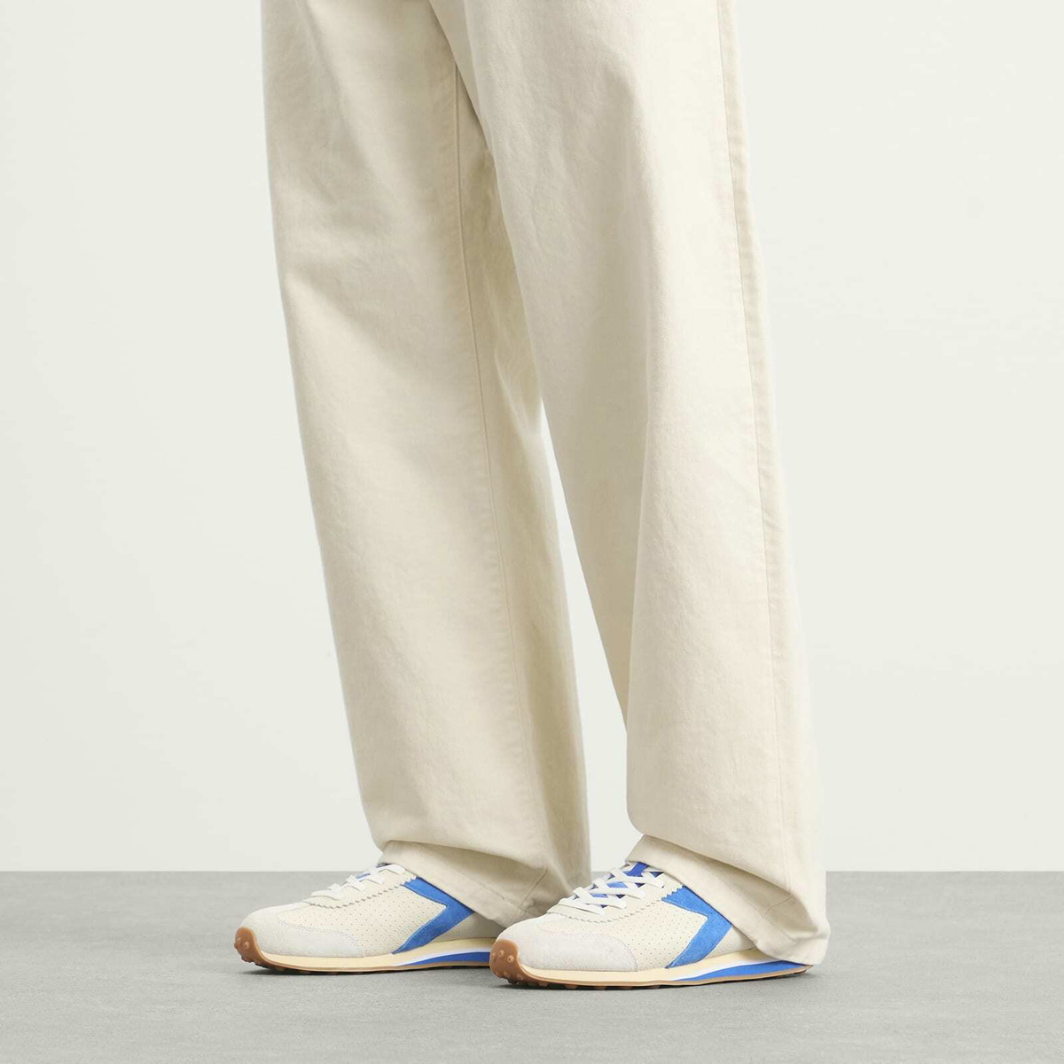 Diadora Men's Rally Punched Sneaker in White/Directoire Blue