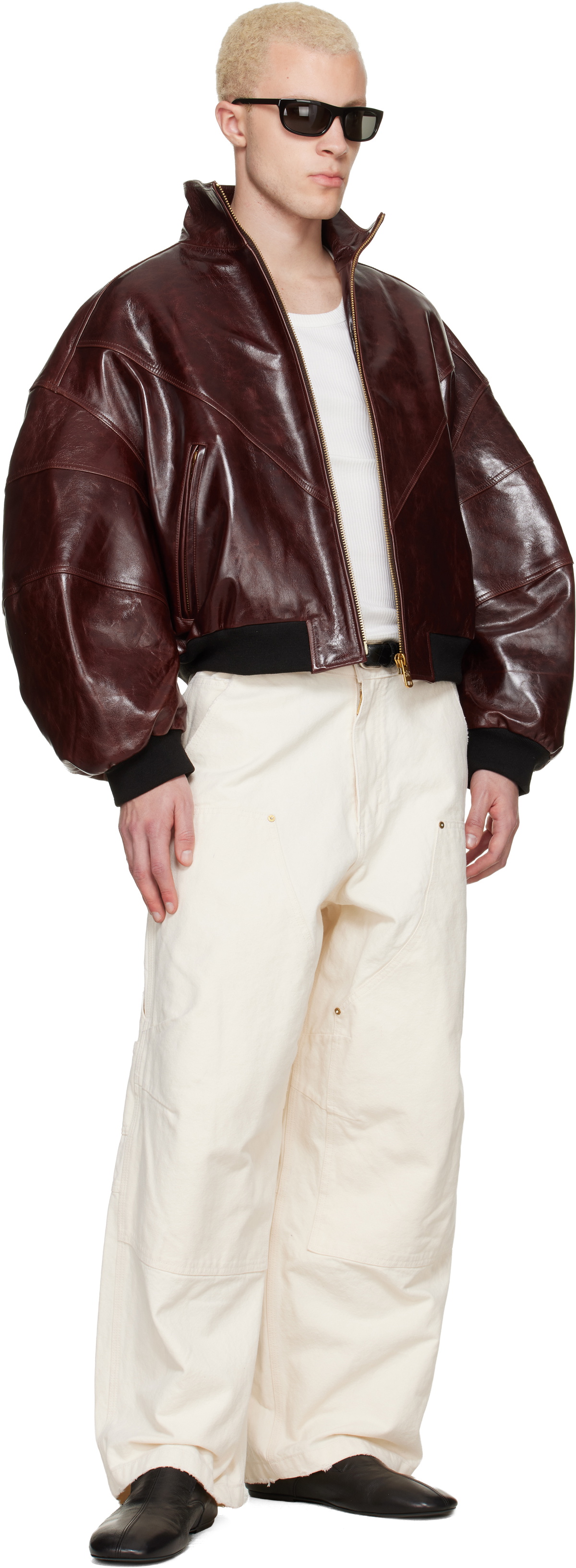 WILLY CHAVARRIA Brown Ruff Rider Leather Jacket