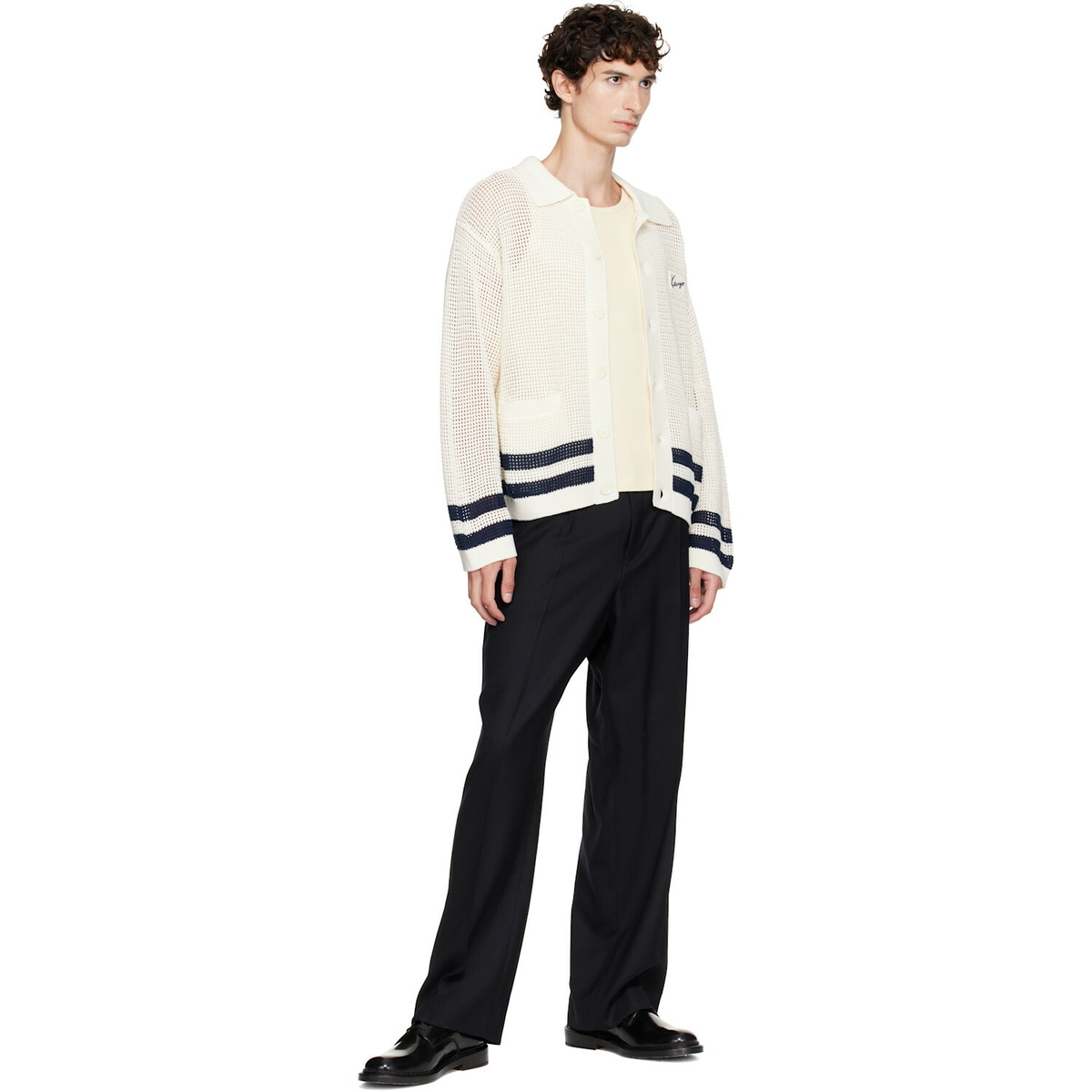 Kenzo Off-White Kenzo Paris Polo Collar Cardigan
