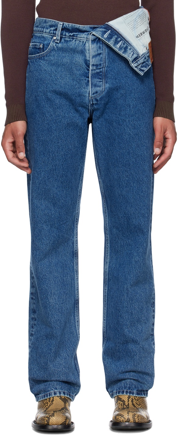Y/Project Blue Asymmetric Waist Jeans Y/Project