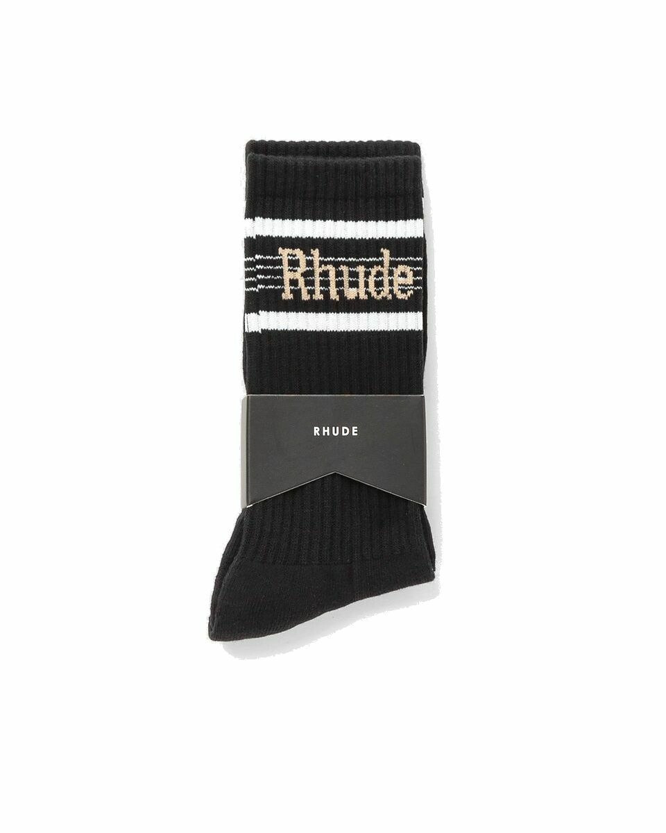 Photo: Rhude Logo Stripe Sport Sock Black - Mens - Socks
