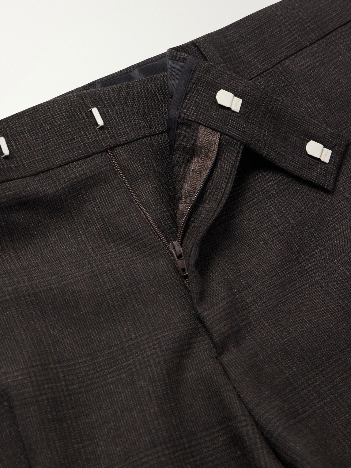 Lardini - Prince of Wales Checked Straight-Leg Wool Trousers - Brown