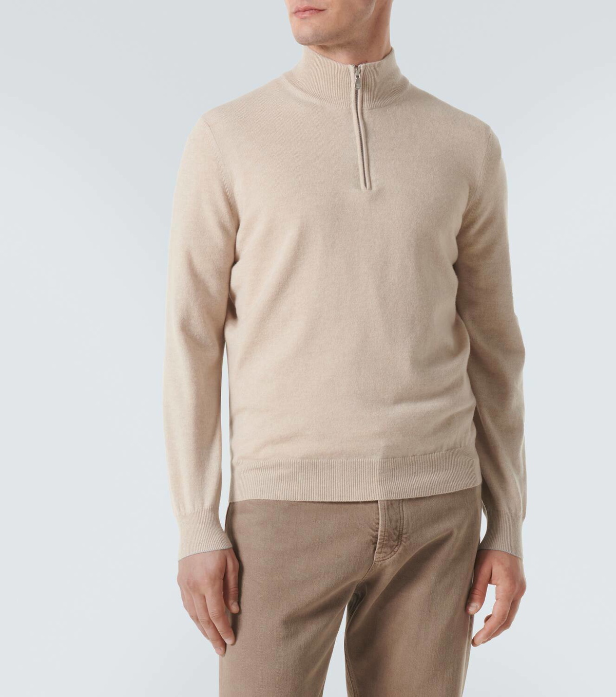 ニット・セーター Brunello Cucinelli Half-Zip Sweater In Cashmere Brunello Cucinelli Men's Cashmere Cable Half-Zip Sweater