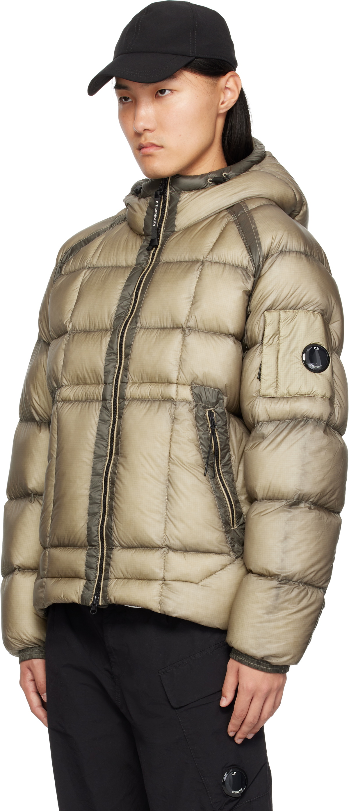 C.P. Company Beige D.D. Shell Hooded Medium Down Jacket C.P.
