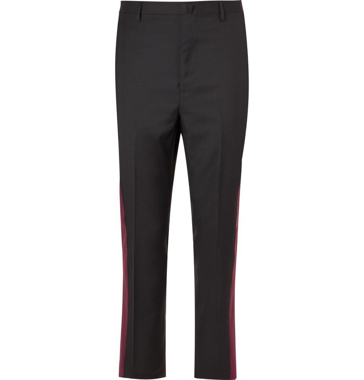 Photo: Lanvin - Slim-Fit Striped Wool-Twill Trousers - Men - Black