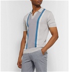 Orlebar Brown - Horton Slim-Fit Striped Silk and Cotton-Blend Polo Shirt - Gray