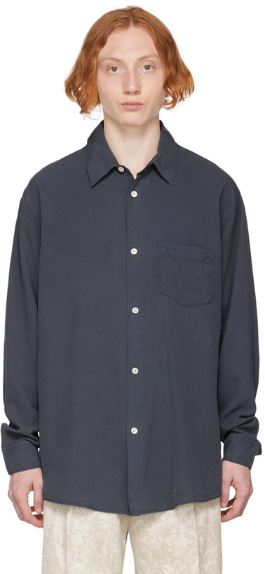 Photo: Our Legacy Blue Silk Classic Shirt