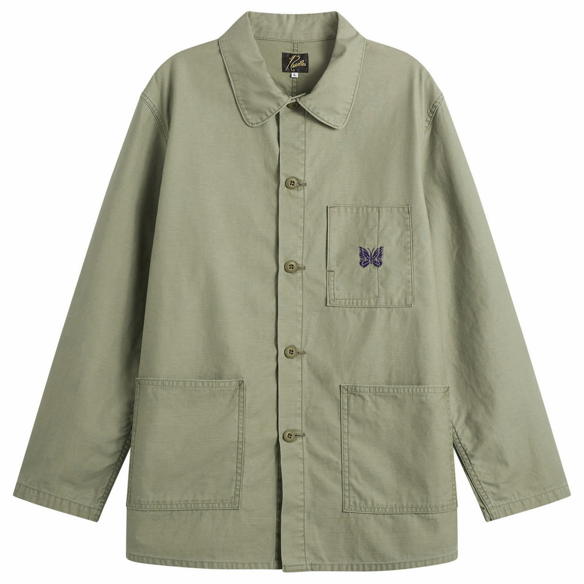 Needles Men's Reversed Sateen Coverall Jacket in Olive Needles