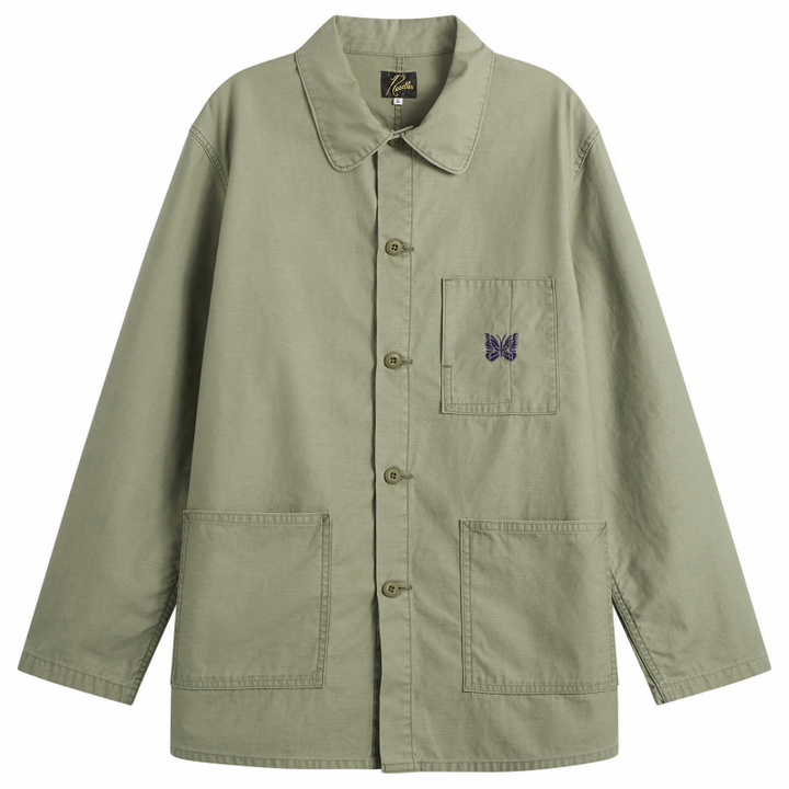 Photo: Needles Men's Reversed Sateen Coverall Jacket in Olive