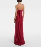 McQueen Draped silk chiffon bustier gown