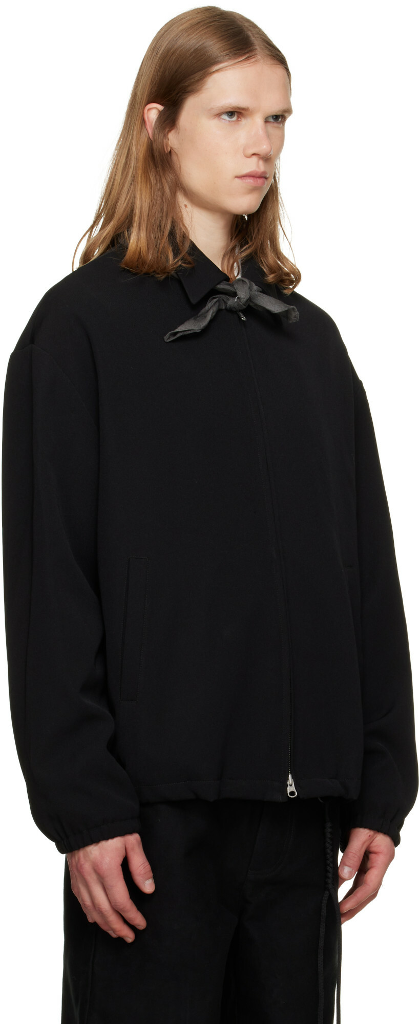 Song for the Mute Black Slim Poly Gab Coach Jacket