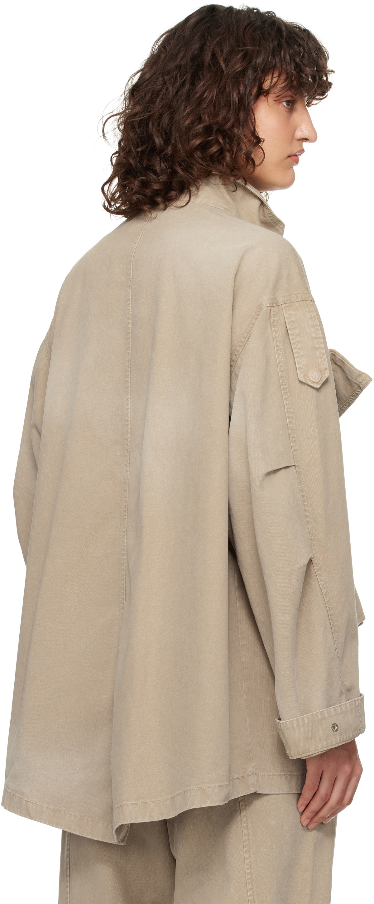 OPEN YY Beige Cargo Pocket Field Jacket