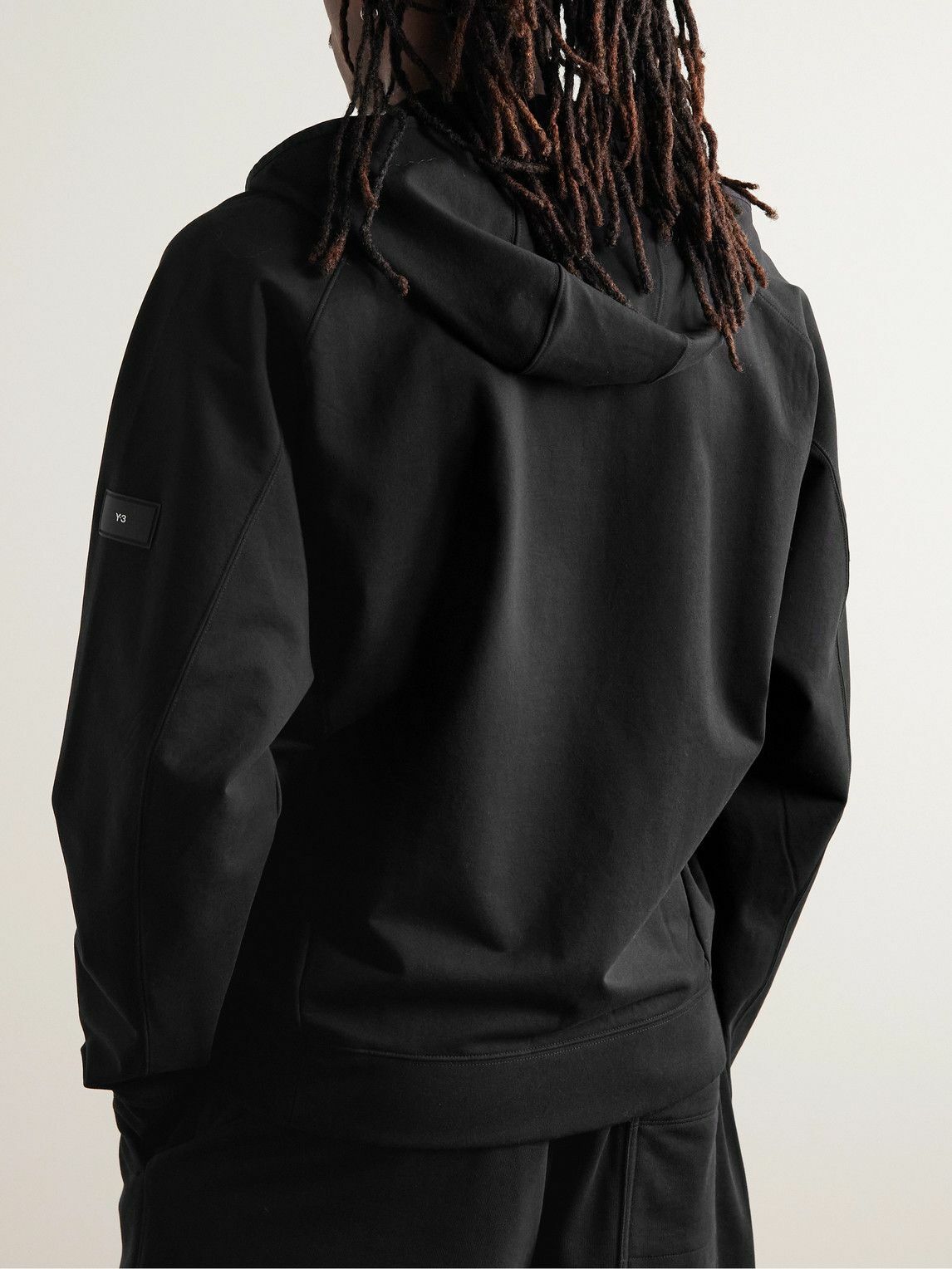 Y-3 Panelled Organic Cotton-Blend Jersey and Ripstop Half-Zip