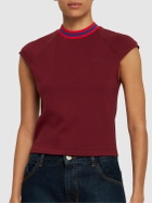 FERRARI - Crewneck Logo Viscose T-shirt