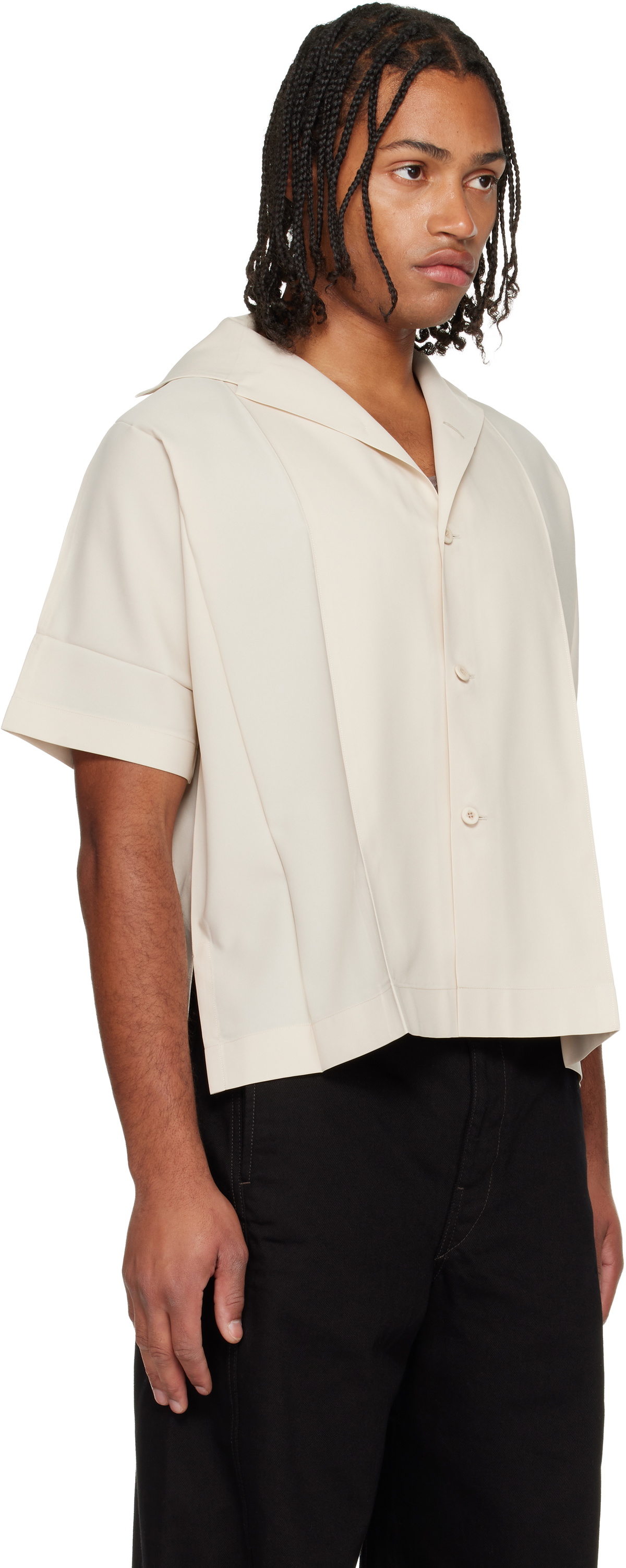 132 5. ISSEY MIYAKE Beige Flat Shirt