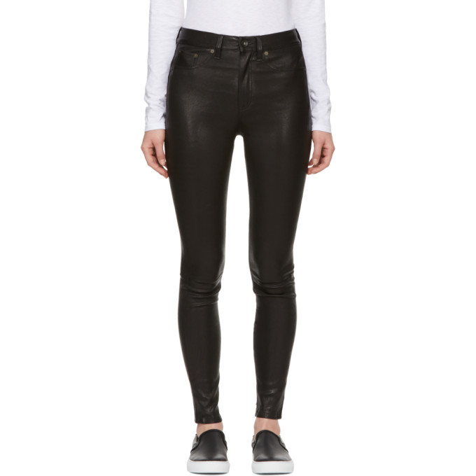 Photo: Rag and Bone Black High-Rise Leather Pants