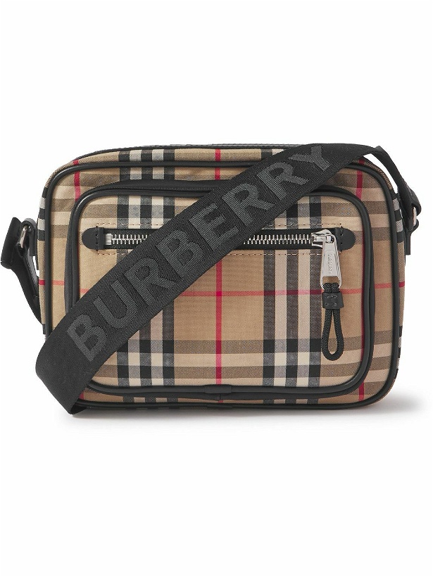 Photo: Burberry - Checked Leather-Trimmed Cotton-Canvas Messenger Bag
