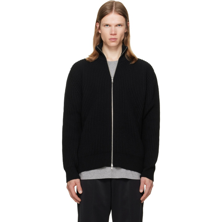 Photo: MM6 Maison Margiela Black Ribbed Knit Jacket