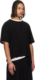 YOHJI YAMAMOTO Black Asymmetric Short Sleeve T-shirt