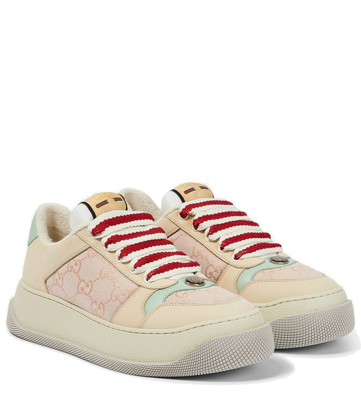スニーカー GUCCI SCREENER TRAINER IN GG FABRIC AND PINK LEATHER GUCCI Screener trainer in GG fabric and pink leather