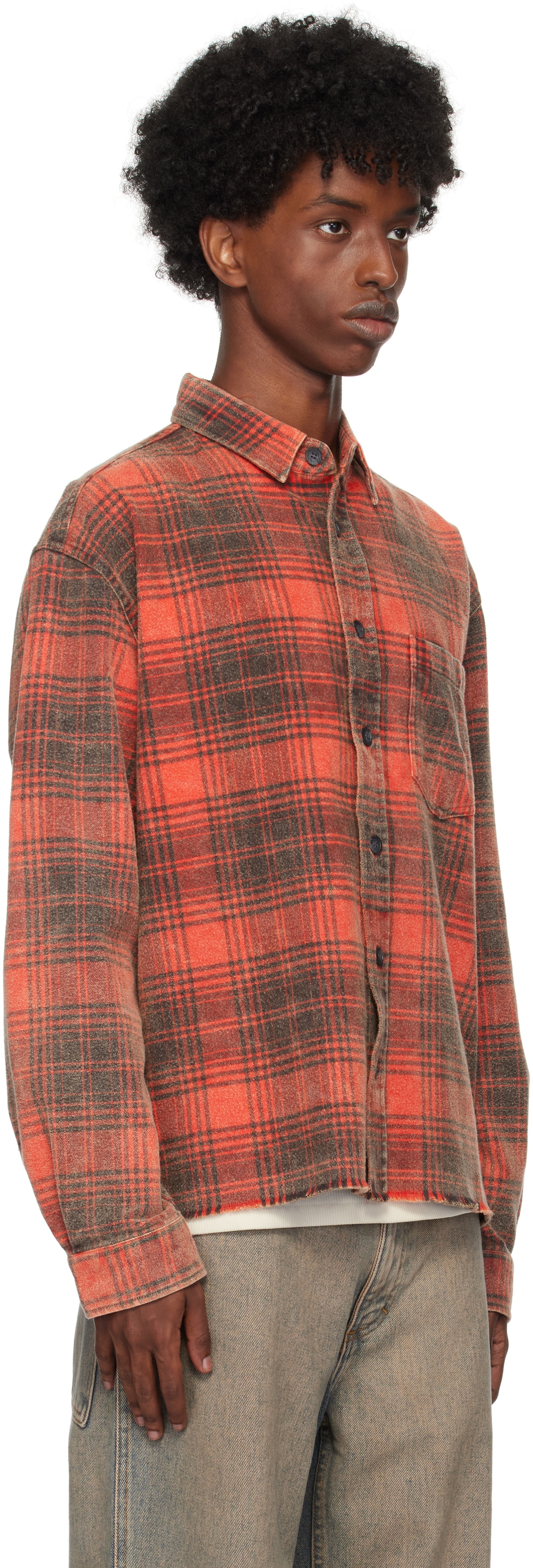 John Elliott Red Hemi Oversized Shirt