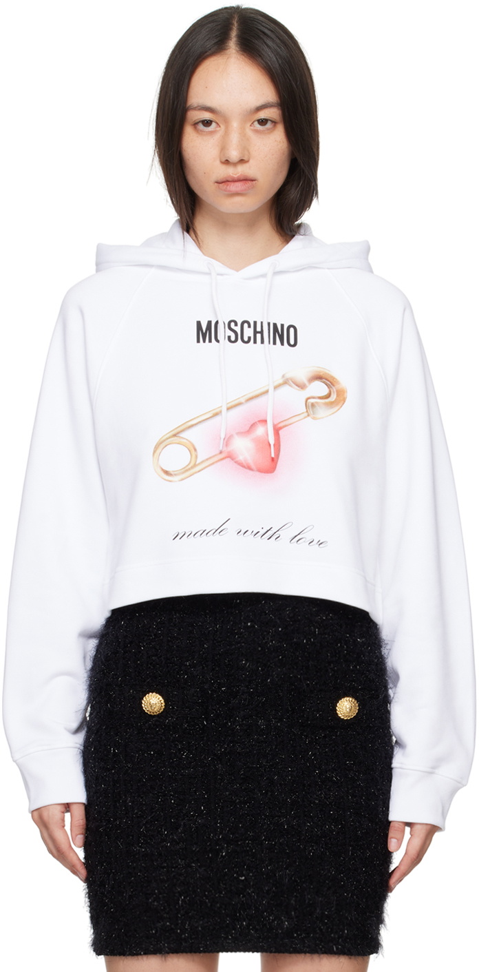 Moschino White Heart Safety Pin Sweatshirt