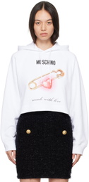 Moschino White Heart Safety Pin Sweatshirt