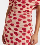Stella McCartney Off-shoulder printed mesh maxi dress