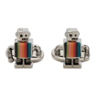Paul Smith Silver and Multicolor Robot Cufflinks