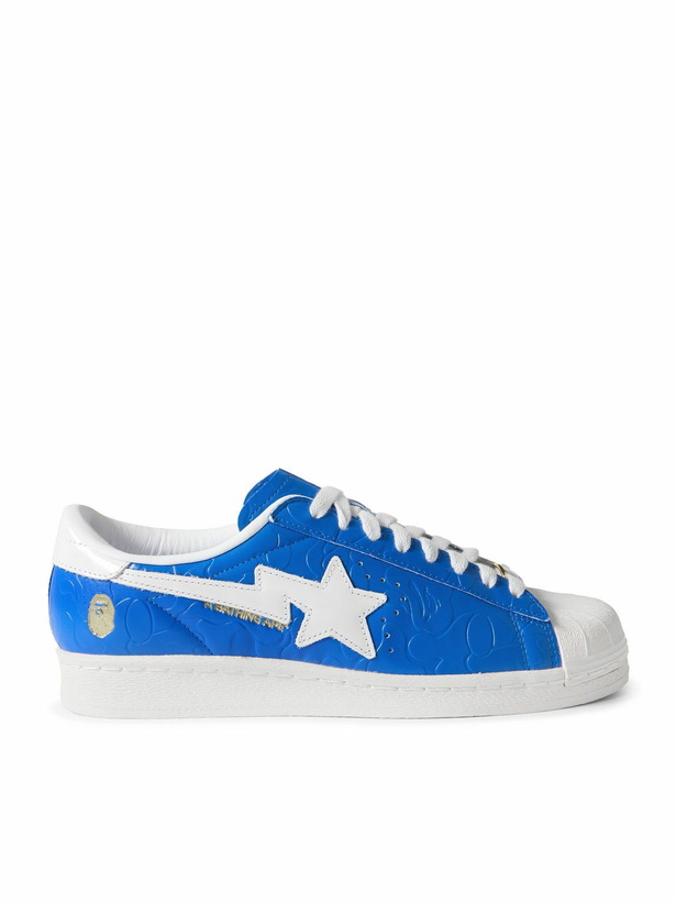 Photo: adidas Originals - BAPE Superstar Logo-Embossed Leather Sneakers - Blue
