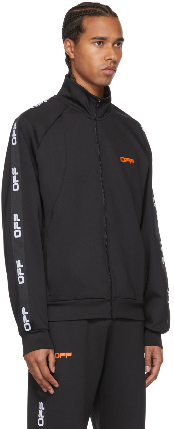 Off-White Black & Orange Active Logo Zip-Up Track Jacket Off-White
