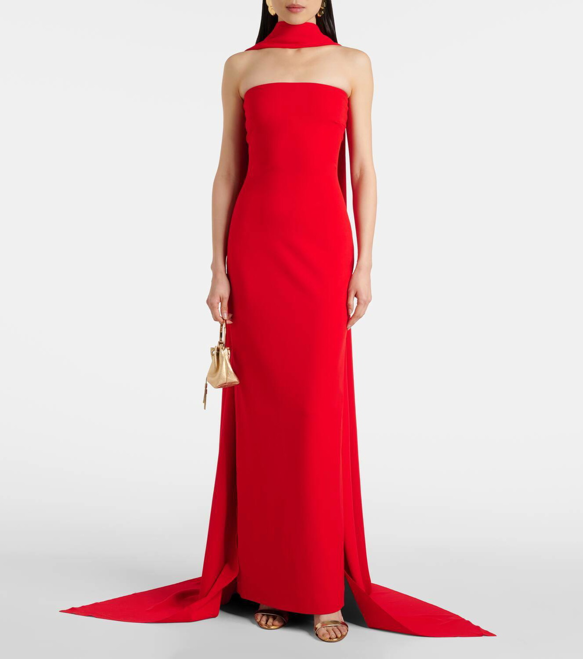 Solace London Ainhoa caped crêpe gown