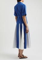 Lovebirds Colour-blocked Cotton-poplin Midi Shirt Dress Blue And White