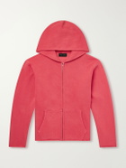 Les Tien - Garment-Dyed Distressed Cotton-Jersey Zip-Up Hoodie - Red