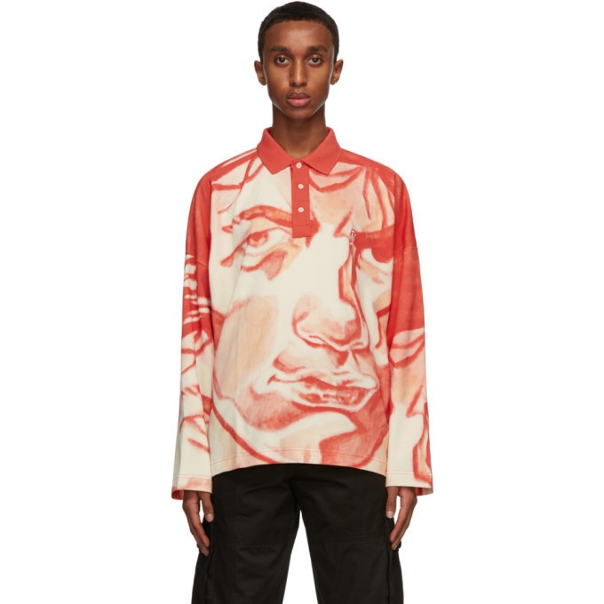 Photo: JW Anderson Red Oversized Long Sleeve Polo