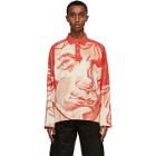 JW Anderson Red Oversized Long Sleeve Polo