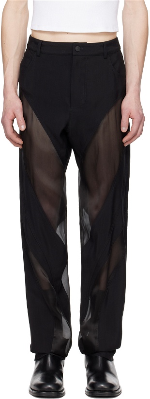Photo: Mugler Black Semi-Sheer Trousers