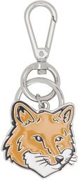 Maison Kitsuné Silver & Orange Bold Fox Head Keychain