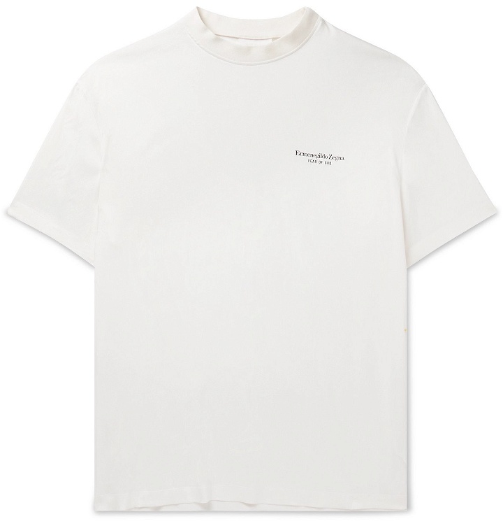 Photo: Fear of God for Ermenegildo Zegna - Oversized Logo-Print Crepe T-Shirt - White