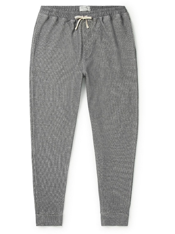 Photo: Oliver Spencer Loungewear - Slim-Fit Tapered Ribbed Recycled Cotton-Blend Jersey Sweatpants - Gray