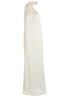Stella Mccartney Faux Pearl-embellished Satin Gown Cream