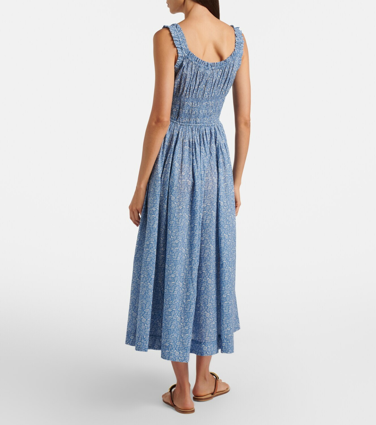 Dôen Emmaretta floral cotton voile midi dress